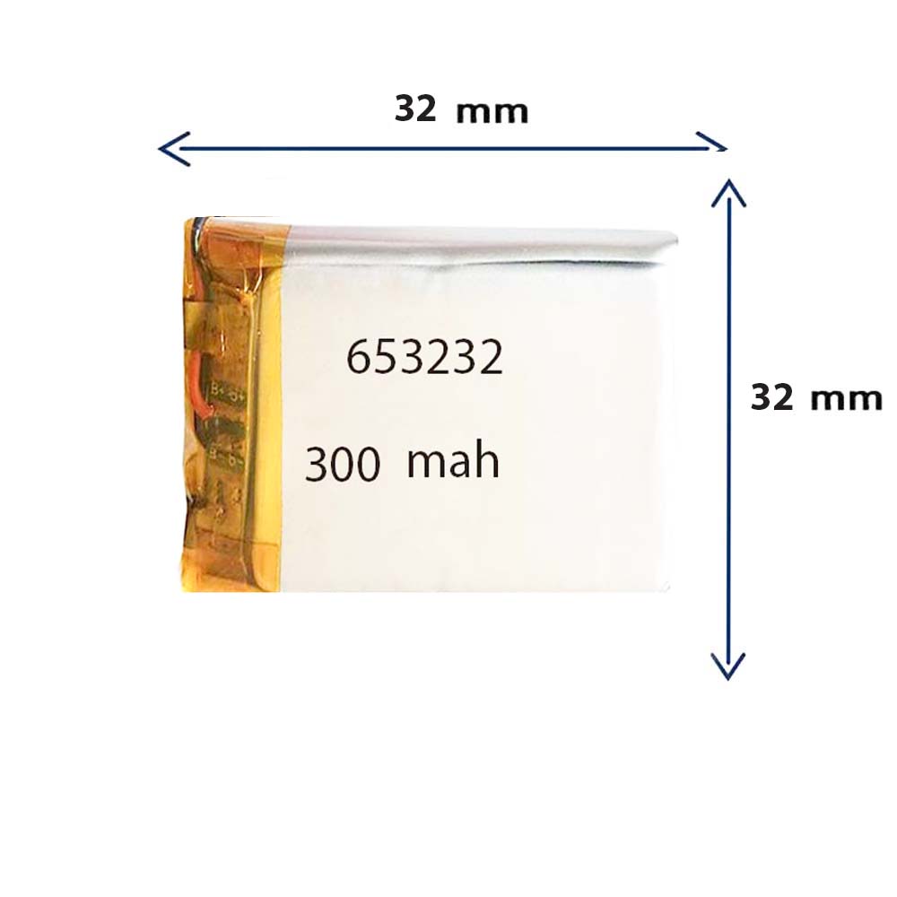 باتری لیتیوم پلیمری مدل 653232 با ظرفیت 300 MAH